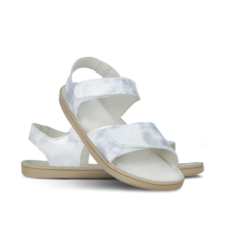 Miami BL white sparkle Barefoot Kids Sandals