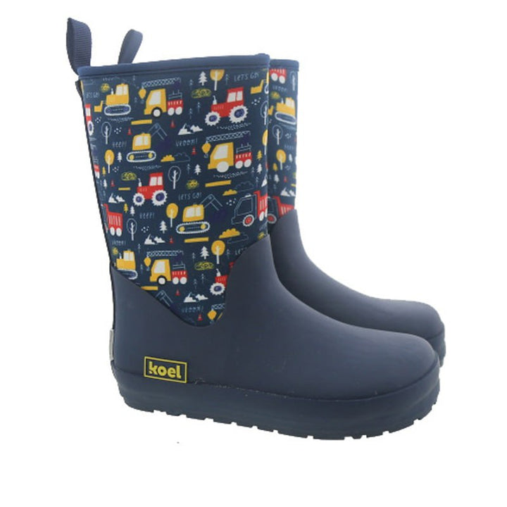 Wellie Neopren KL тракторные синие детские резиновые сапоги Barefoot