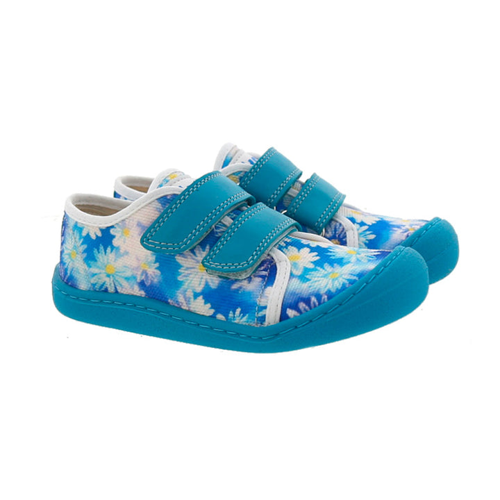 Bri KL cyan flowers Medium Vegan Barefoot Shoes