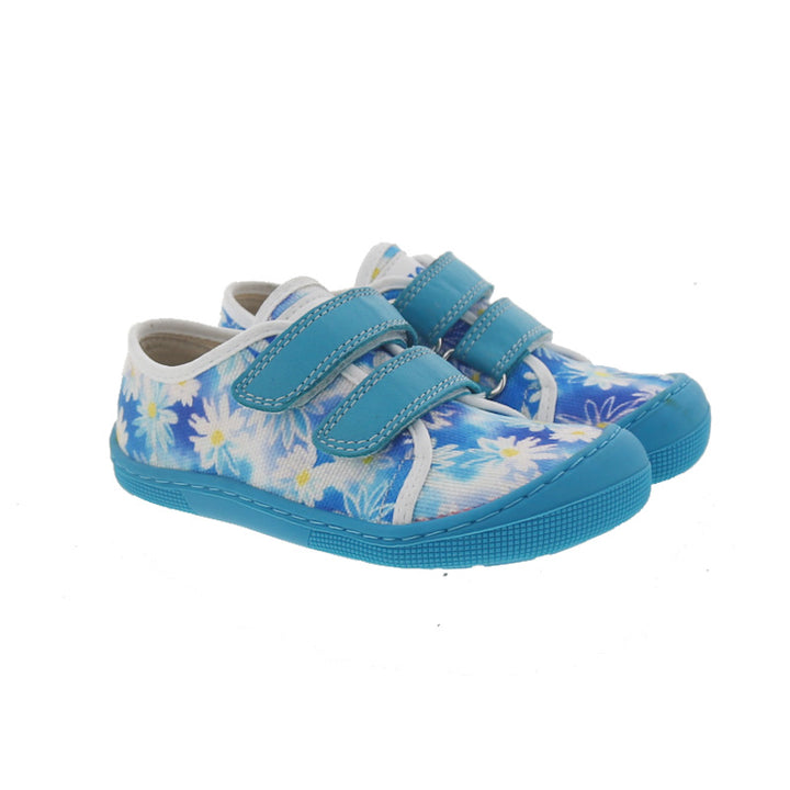 Dud KL cyan flowers Textile Barefoot Shoes