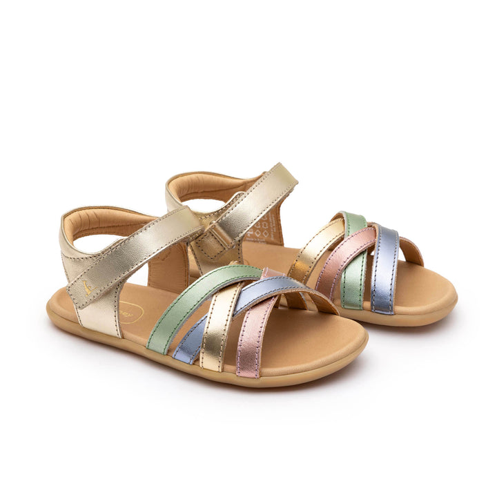 Criss Cross TTJ champagne Barefoot Kids Sandals