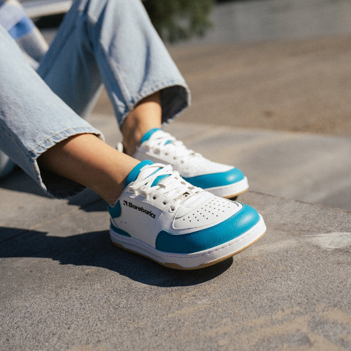 Wave BL white and turquoise Barefoot Sneakers