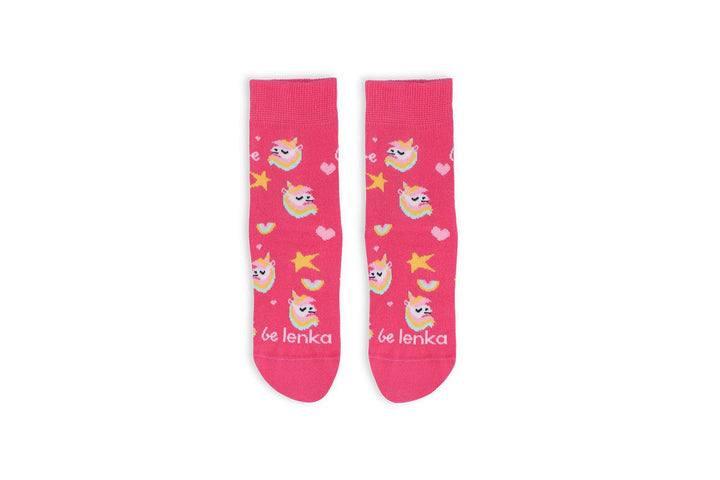 Crew Barefoot Kids Socks BL unicorn bubble gum pink