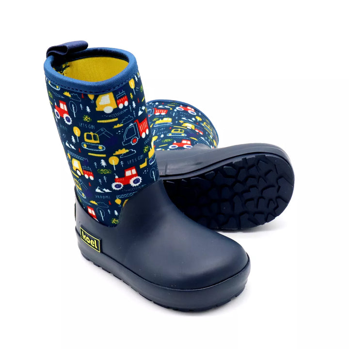 Wellie Paint KL tractor blue Barefoot Kids Rubber Boots