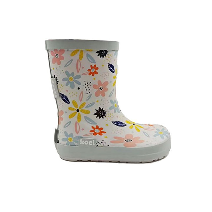 Wellie Paint KL white flowers Barefoot Kids Rubber Boots